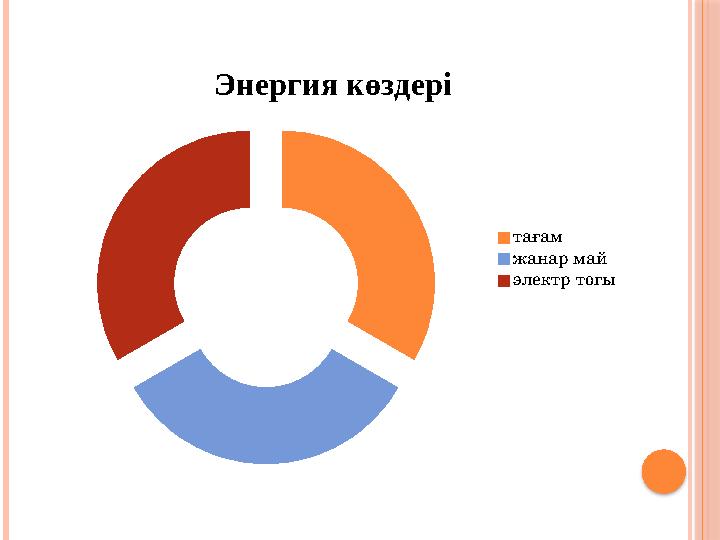 Энергия көздері тағам жанар май электр тогы