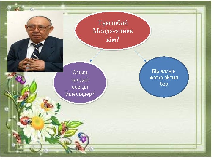 Тұманбай Молдағалиев кім? Оның қандай өлеңін білесіңдер? Бір өлеңін жатқа айтып бер