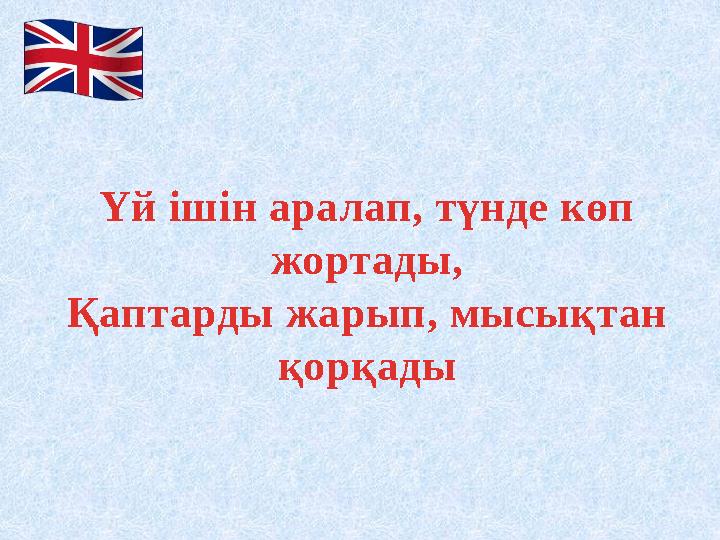 Үй ішін аралап, түнде көп жортады, Қаптарды жарып , мысықтан қорқады