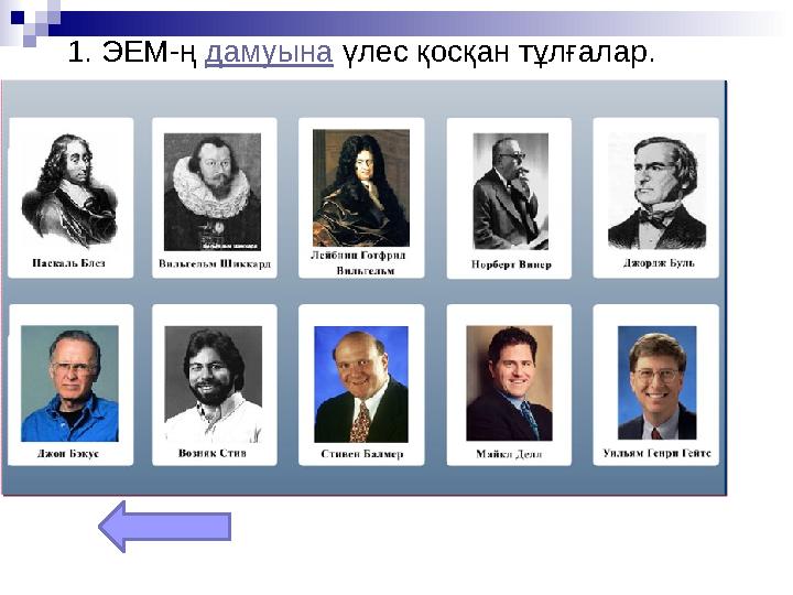 1. ЭЕМ-ң дамуына үлес қосқан тұлғалар.