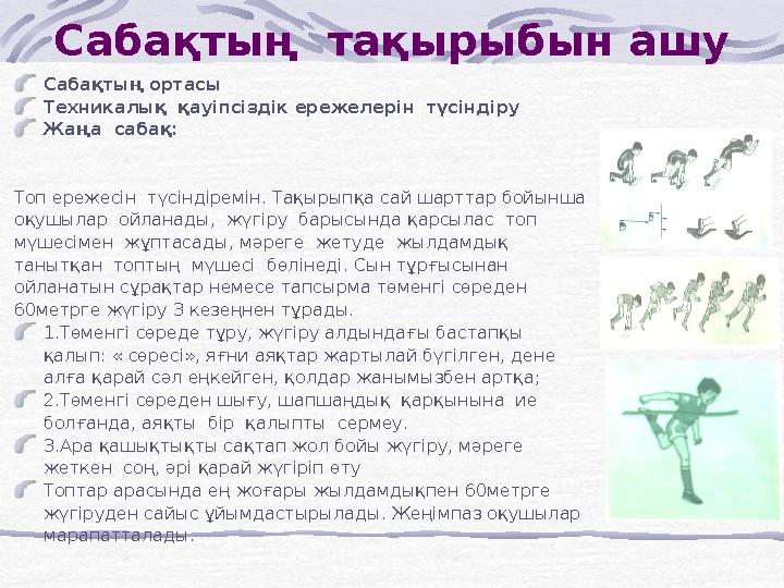 Сабақтың тақырыбын ашу Сабақтың ортасы Техникалық қауіпсіздік ережелерін түсіндіру Жаңа сабақ: