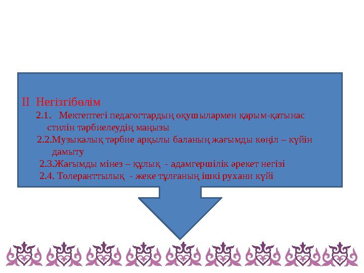 ІІ Негізгібөлім 2.1. Мектептегі педагогтардың оқушылармен қарым-қатынас стилін тәрбиелеуд