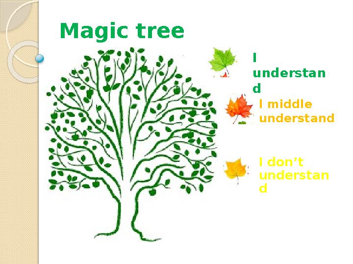 Magic tree I understan d I middle understand I don’t understan d