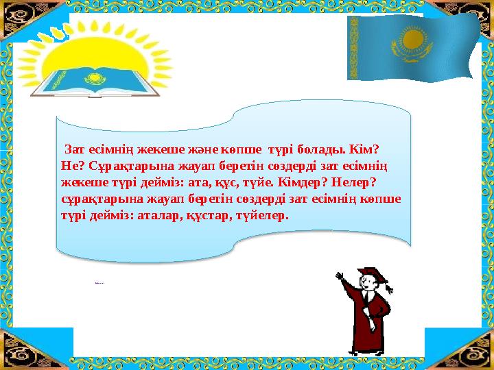 ТАҚЫРЫБЫ: “ҚО СЫН ДЫНЫ САН Ғ А БӨЛУ” Зат есімнің жекеше және көпше түрі болады. Кім? Не? Сұрақтарына жауап беретін сөздерді