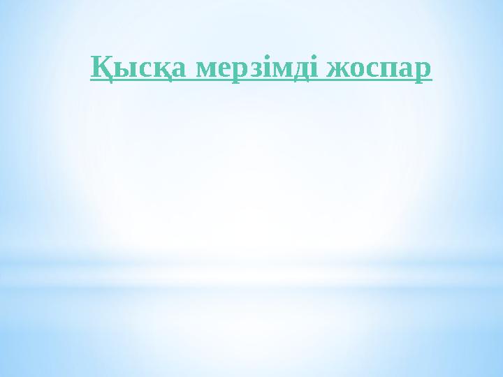 Қысқа мерзімді жоспар