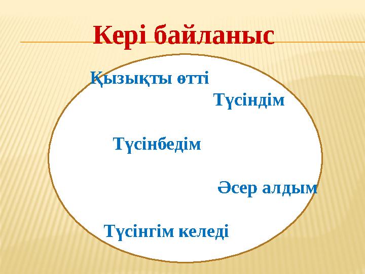 Кері байланыс Қызықты өтті Түсіндім Түсінбедім