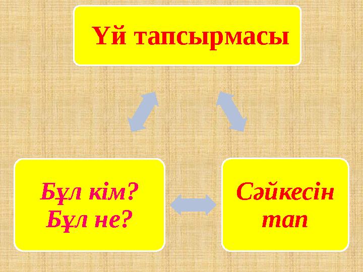 Үй тапсырмасы Сәйкесін тапБұл кім? Бұл не?