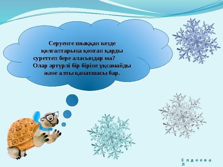 Серуенге шыққан кезде қолғаптарыңа қонған қарды суреттеп бере аласыңдар ма? Олар әртүрлі бір біріне ұқсамайды жән