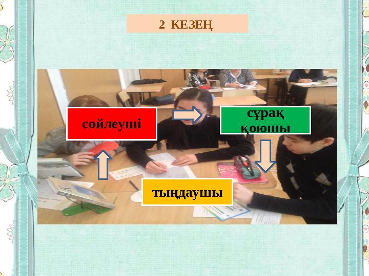 сөйлеуші сұрақ қоюшы тыңдаушы 2 КЕЗЕҢ