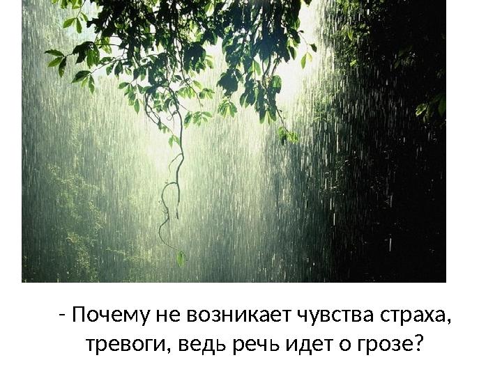 - Почему не возникает чувства страха, тревоги, ведь речь идет о грозе?