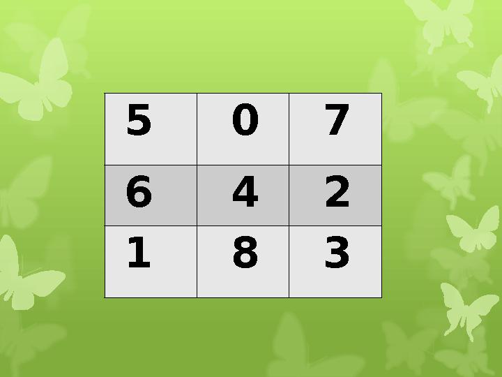 5 0 7 6 4 2 1 8 3