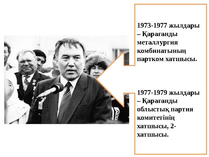 1973-1977 жылдары – Қарағанды металлургия комбинатының партком хатшысы. 1977-1979 жылдары – Қарағанды облыстық партия ком