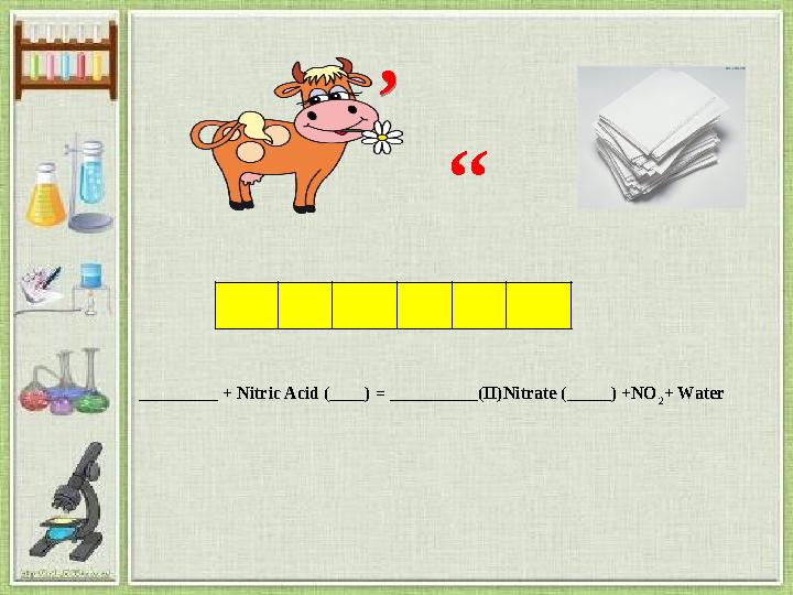 ,, _________ + Nitric Acid (____) = __________(II