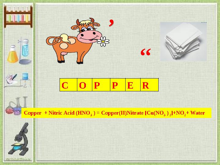 COPPER ,, Copper + Nitric Acid (HNO 3 ) = Copp