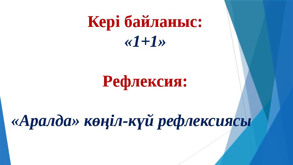 Кері байланыс: «1+1» Рефлексия: «Аралда» көңіл-күй рефлексиясы