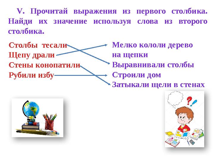 Столбы тесали Щепу драли Стены конопатили Рубили избу Мелко кололи дерево на щепки Выравнивали столбы Строили дом Затыкали щел