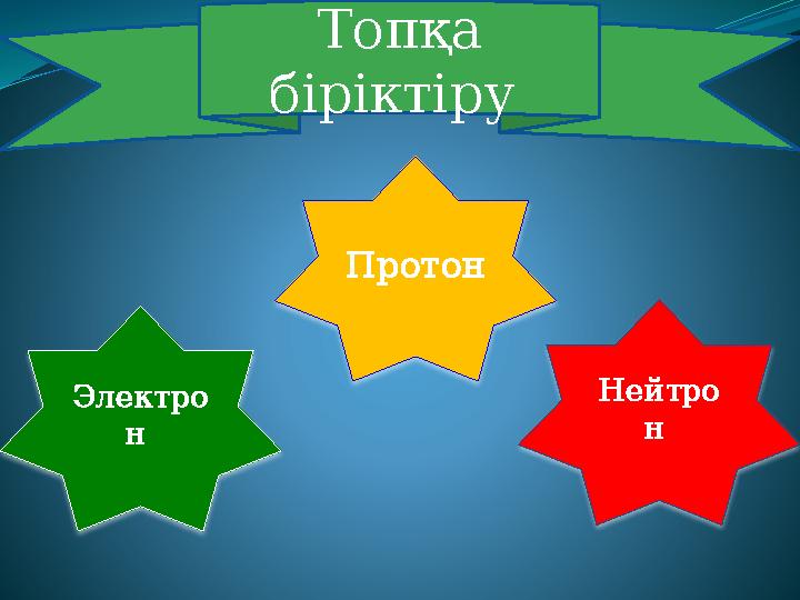 Нейтро н Протон Электро н Топқа біріктіру