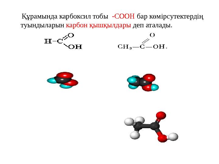 Құрамында карбоксил тобы -СООН бар көмірсутектердің туындыларын карбон қышқылдары деп аталады.