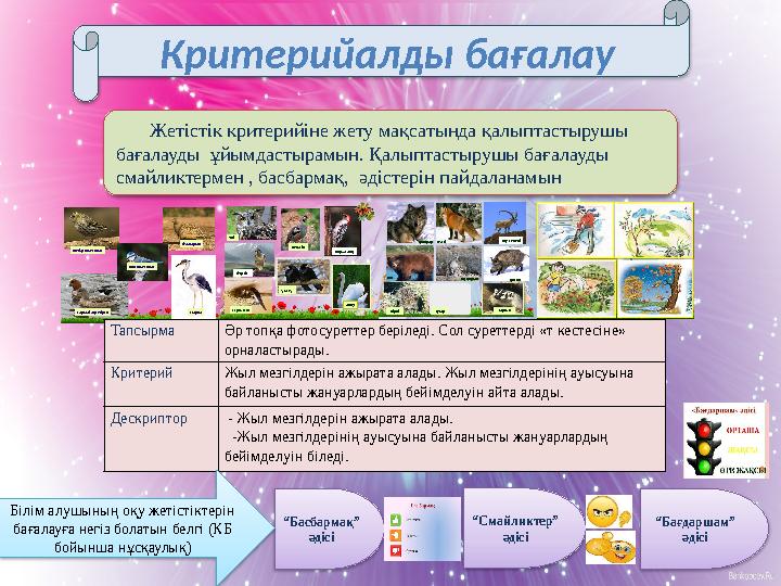 Жетістік критерийіне жету мақсатында қалыптастырушы бағалауды ұйымдастырамын. Қалыптастырушы бағалауды смайликтермен ,