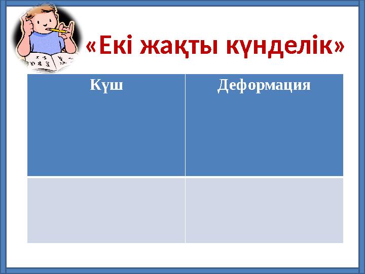 Күш Деформация «Екі жақты күнделік»