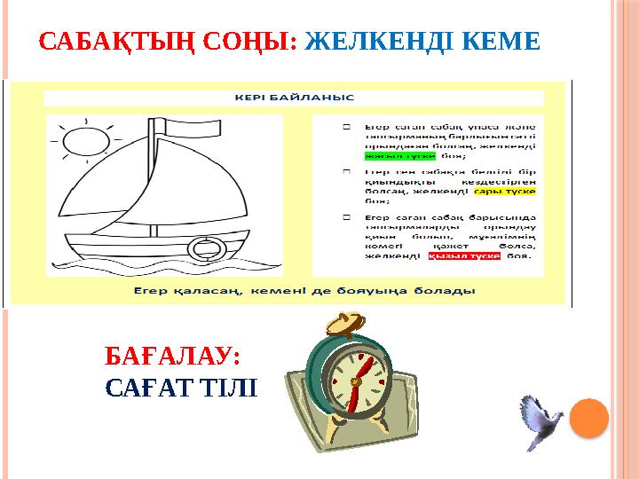 САБАҚТЫҢ СОҢЫ: ЖЕЛКЕНДІ КЕМЕ БАҒАЛАУ: САҒАТ ТІЛІ