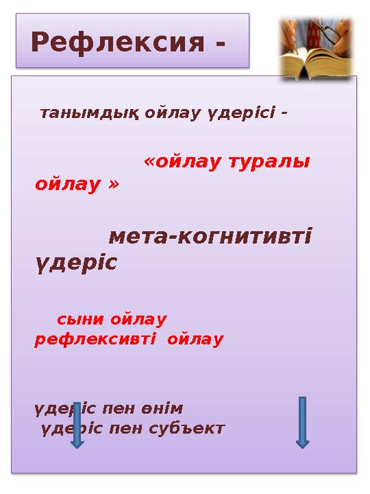 Рефлексия - танымдық ойлау үдерісі - «ойлау туралы ойлау » мета-когнитивті үдеріс