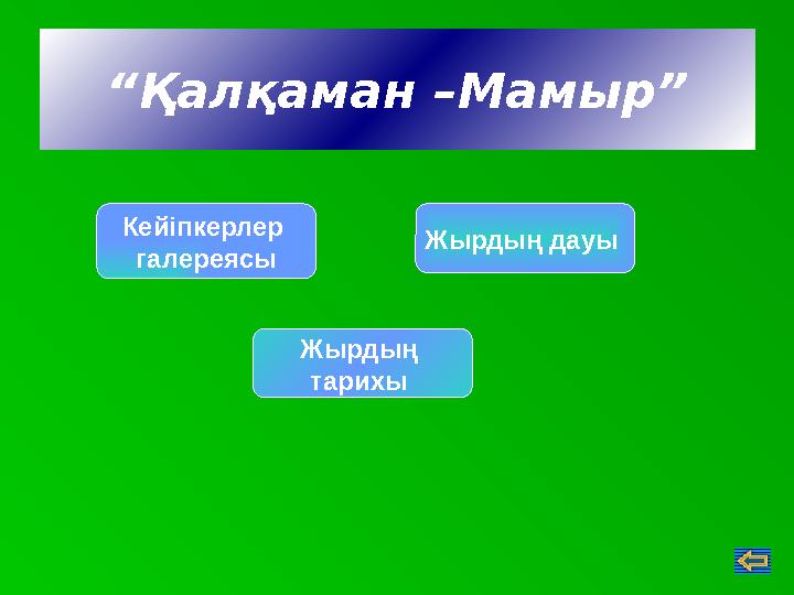 Кейіпкерлер галереясы Жырдың дауы “Қалқаман –Мамыр” Жырдың тарихы
