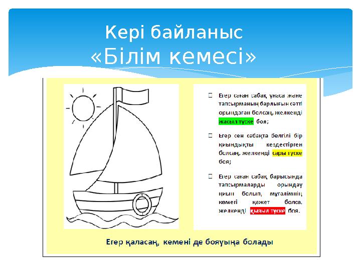 Кері байланыс «Білім кемесі»