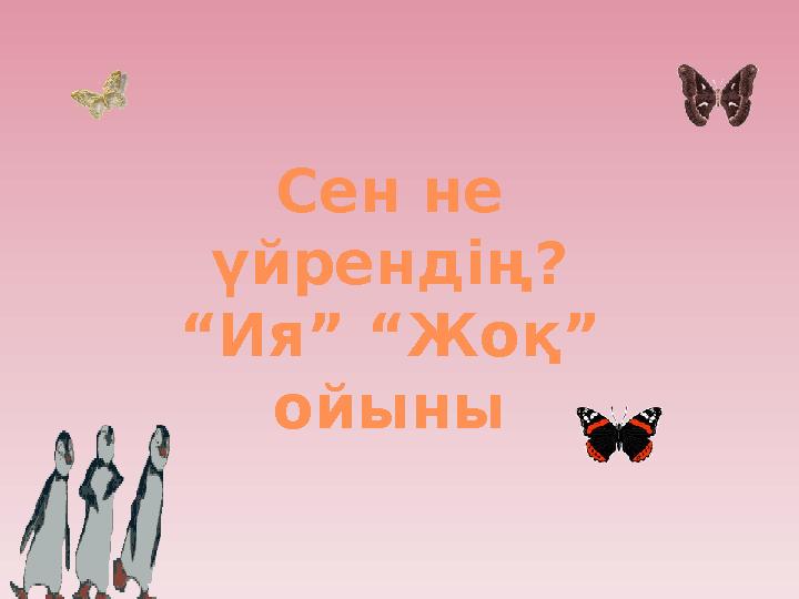 Сен не үйрендің? “Ия” “Жоқ” ойыны