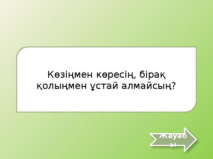 Көзіңмен көресің, бірақ қолыңмен ұстай алмайсың? Жауаб ы