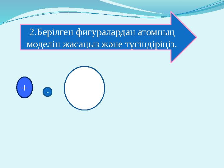 + - 2.Берілген фигуралардан атомның моделін жасаңыз және түсіндіріңіз.