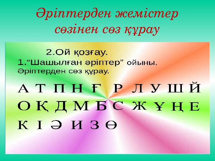 Әріптерден жемістер сөзінен сөз құрау