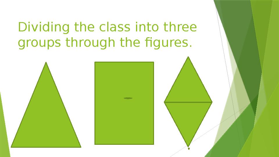 Dividing the class into three groups through the figures.