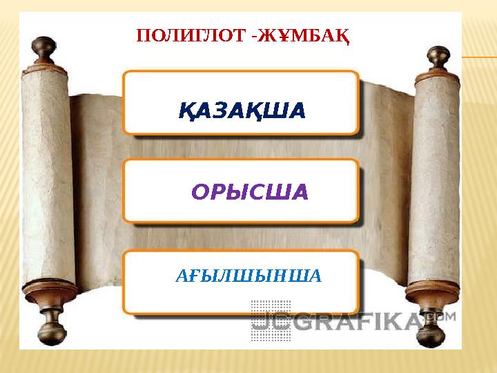 ПОЛИГЛОТ ПОЛИГЛОТ -ЖҰМБАҚ ҚАЗАҚША ОРЫСША АҒЫЛШЫНША