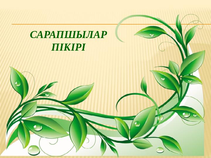 САРАПШЫЛАР ПІКІРІ