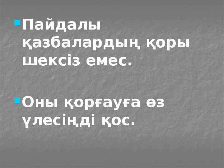 Пайдалы қазбалардың қоры шексіз емес. Оны қорғауға өз үлесіңді қос.