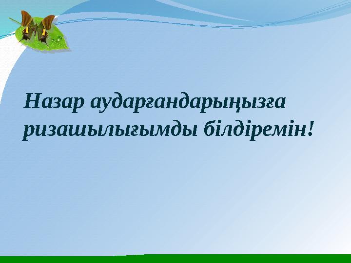 Назар аударғандарыңызға ризашылығымды білдіремін!