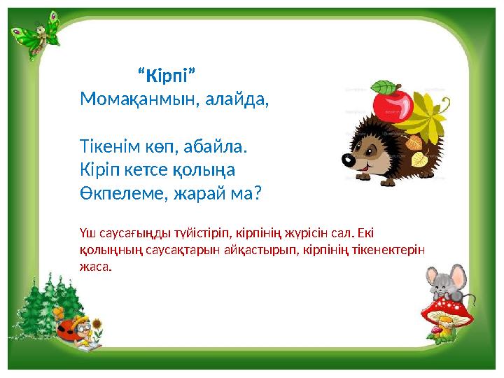 “Кірпі” Момақанмын, алайда, Тікенім көп, абайла. Кіріп ке