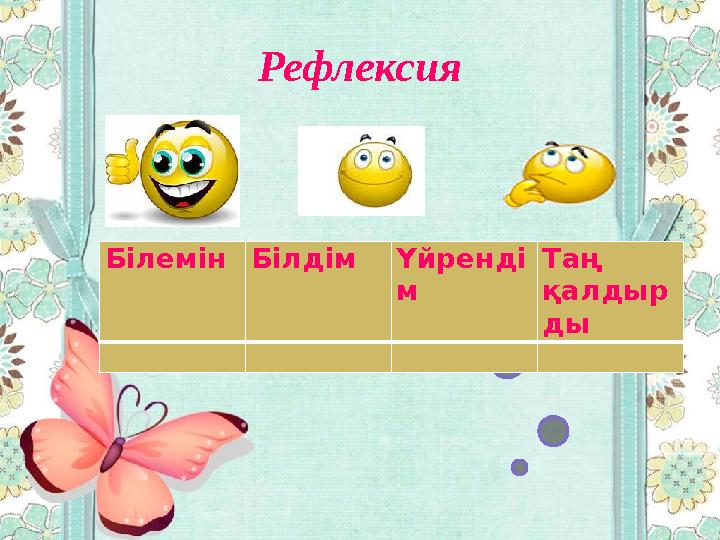 Рефлексия БілемінБілдім Үйренді м Таң қалдыр ды