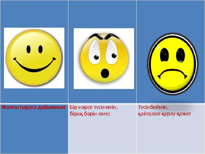 Жалғастыруға дайынмын Бір нәрсе түсінемін, бірақ бәрін емес Түсінбеймін, қайталап қарау қажет