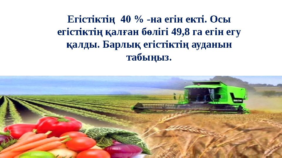 Егістіктің 40 % -на егін екті. Осы егістіктің қалған бөлігі 49,8 га егін егу қалды. Барлық егістіктің ауданын табыңыз.