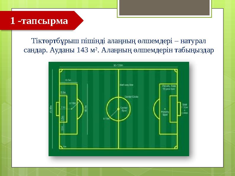 Тіктөртбұрыш пішінді алаңның өлшемдері – натурал сандар. Ауданы 143 м 2 . Алаңның ө