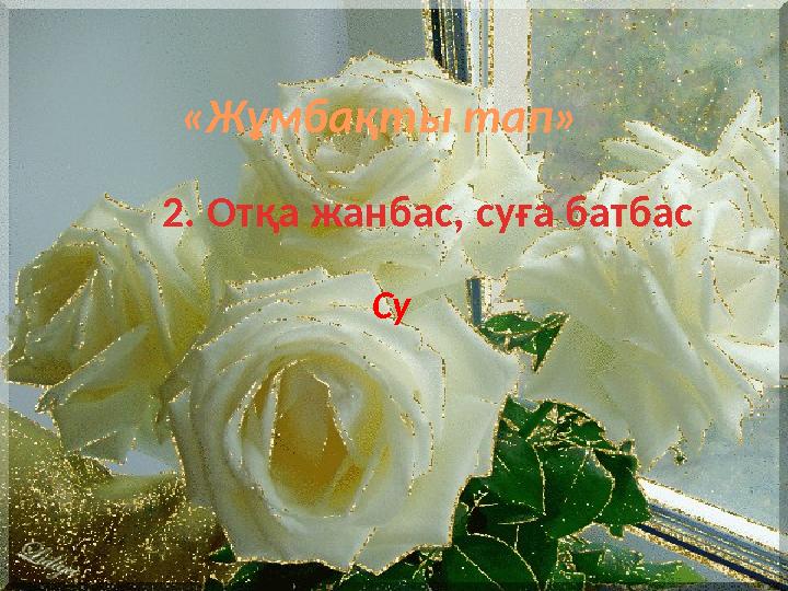 «Жұмбақты тап» 2. Отқа жанбас, суға батбас Су