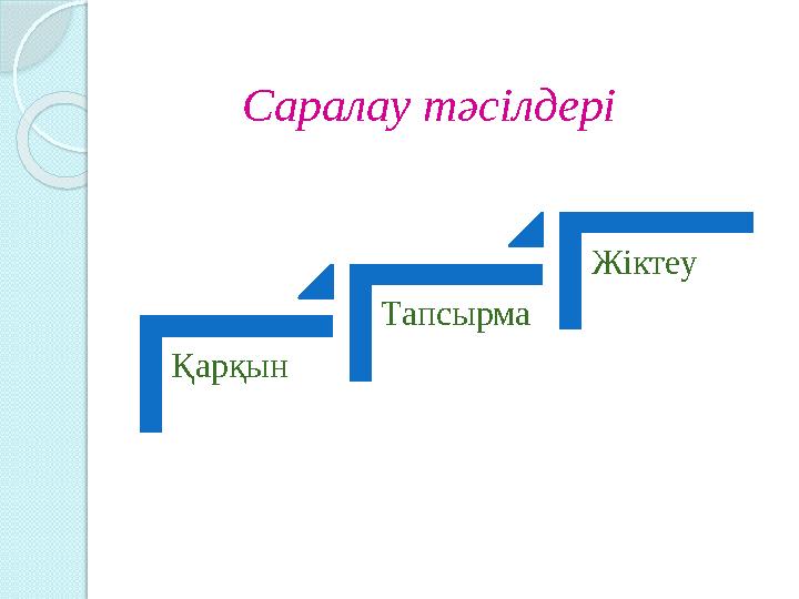 Саралау тәсілдері Қарқын Тапсырма Жіктеу