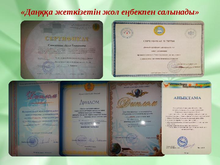 «Даңққа жеткізетін жол еңбекпен салынады»