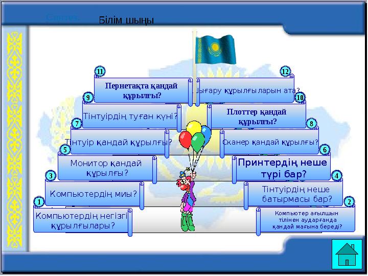 Тінтуір қандай құрылғы? Шығару құрылғыларын ата? Плоттер қандай құрылғы? Сканер қандай құрылғы? Принтердің неше түрі бар? Тінт