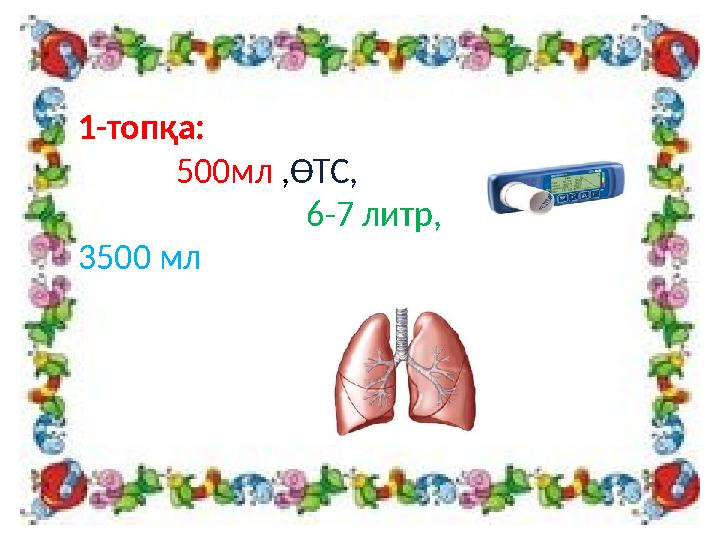 1-топқа: 500мл ,ӨТС, 6-7 литр, 3500 мл