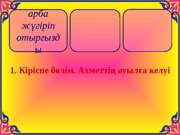 арба жүгіріп отырғызд ы 1. Кіріспе бөлім. Ахметтің ауылға келуі