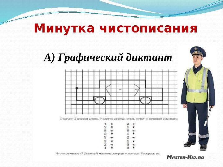 А) Графический диктант Минутка чистописания