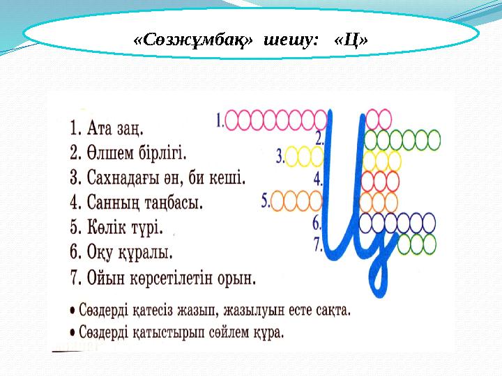 «Сөзжұмбақ» шешу: «Ц»